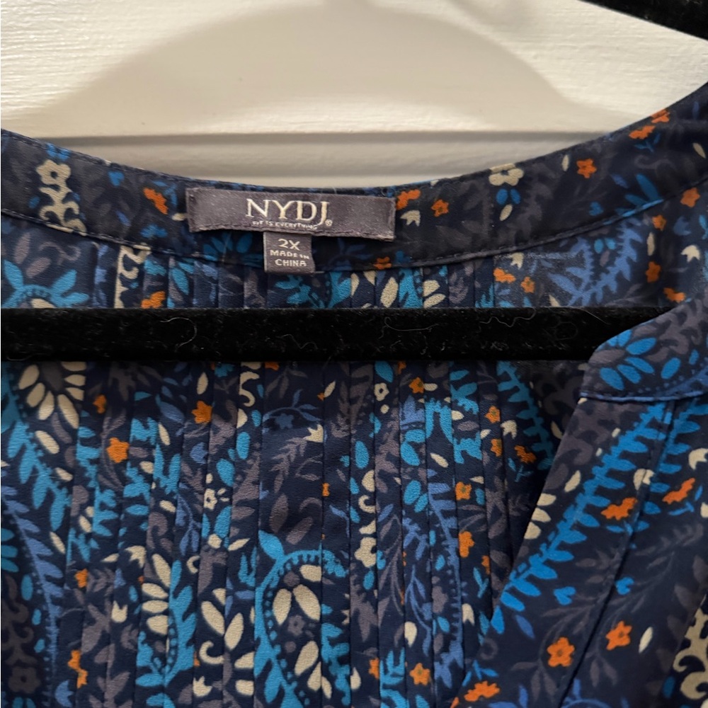 NYDJ Navy Paisley Blouse - Picture 2 of 3